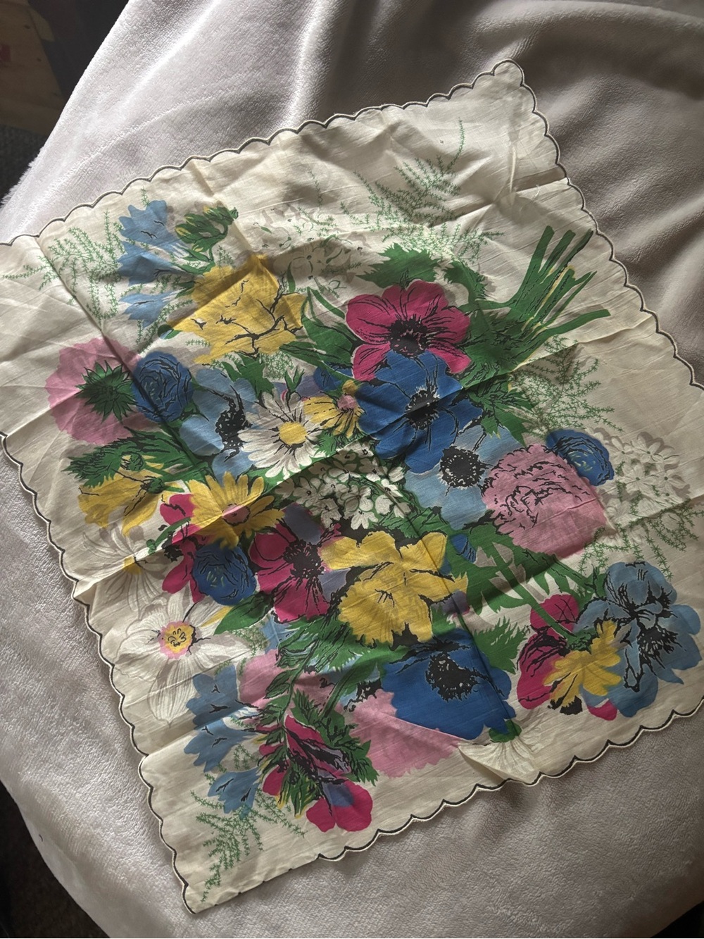 Vintage Floral Handkerchief - Multi-Color Bouquet